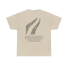 Load image into Gallery viewer, Tire Tracks Tee Quote on Back